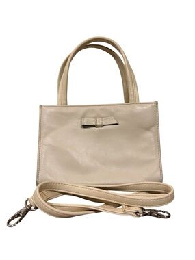 90s Cream Leather Mini‎ Bag Top Handle Bag Shoulder Crossbody Classic Vintage